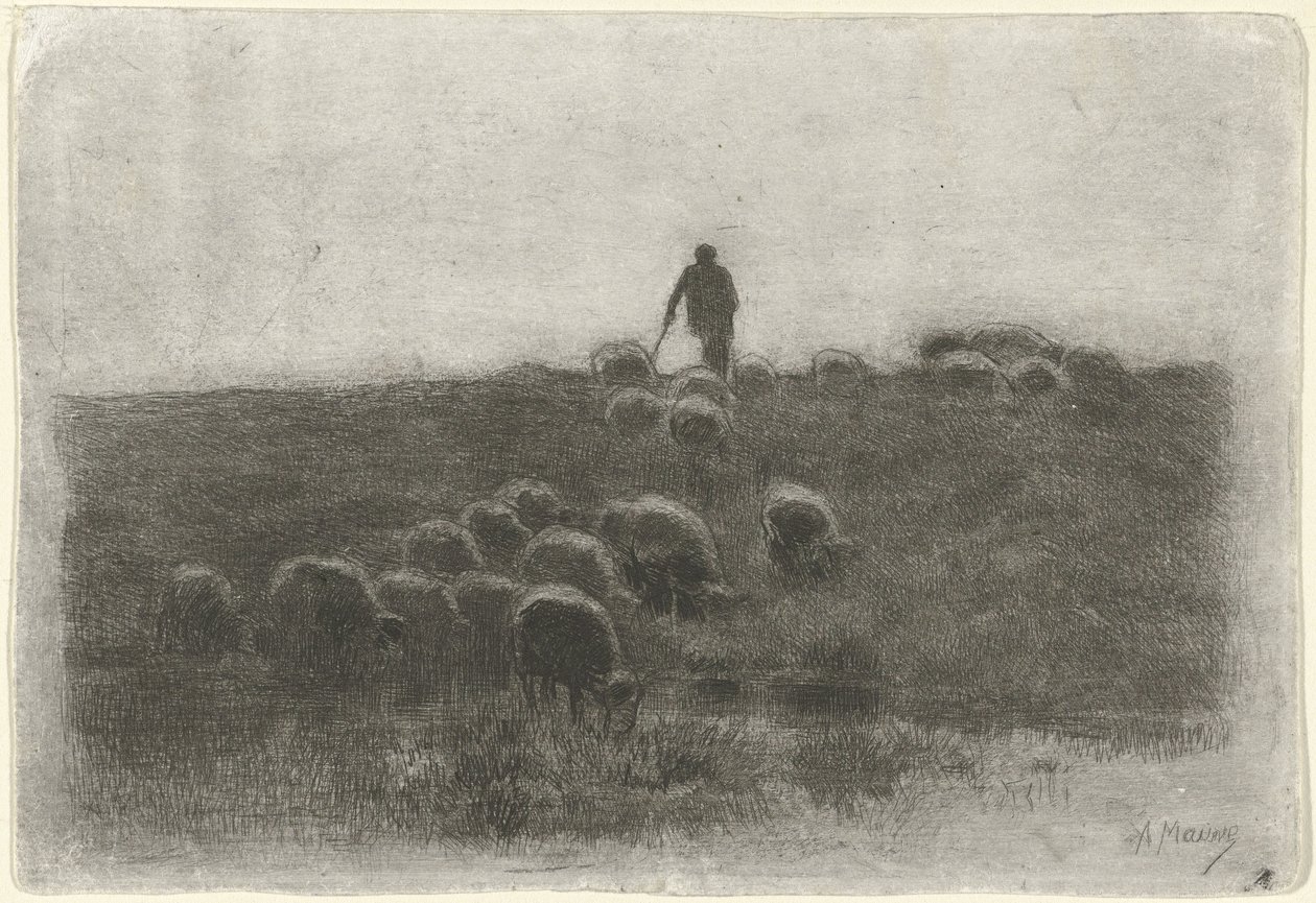 Shepherd with Flock of Sheep by Anton Mauve