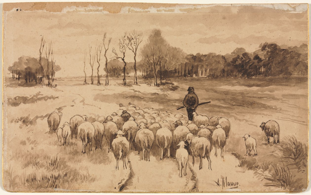 Shepherd with His Flock, c. 1870 by Anton Mauve