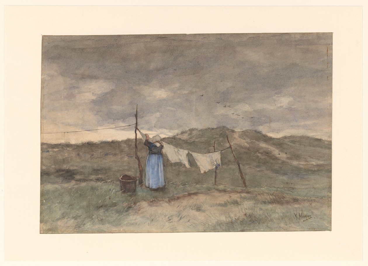 Woman by a Clothesline in the Dunes by Anton Mauve