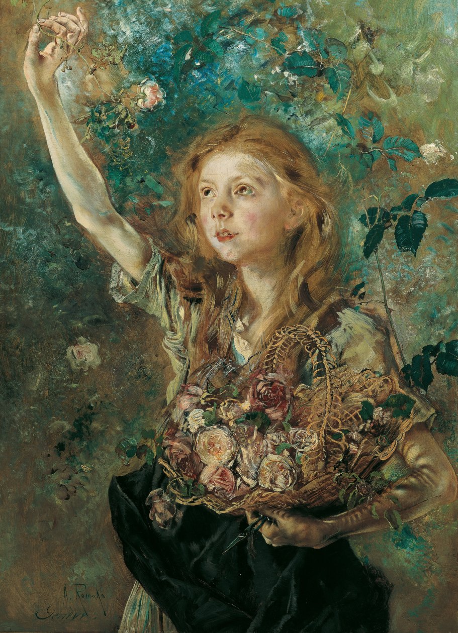 The Rose Picker by Anton Romako