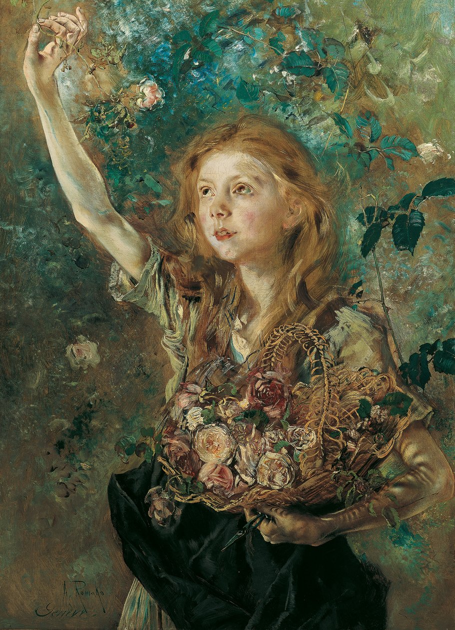 The Rose Picker by Anton Romako
