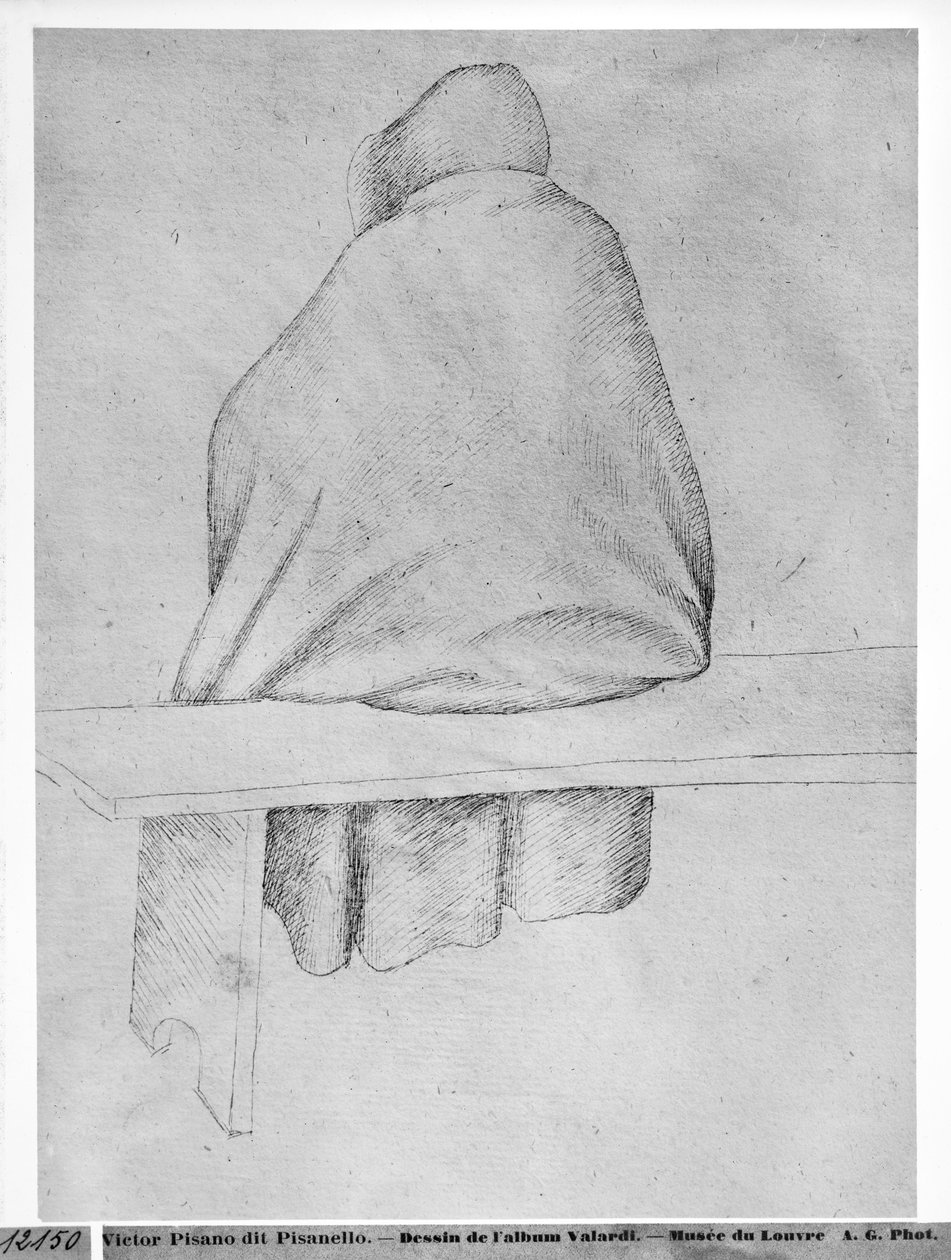 Monk seated on a bench, seen from behind, from the The Vallardi Album by Antonio Pisanello