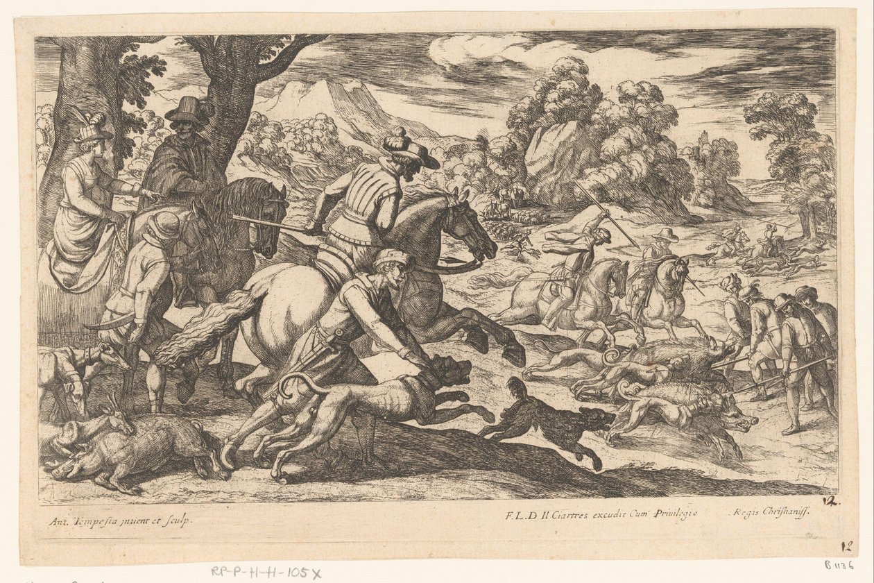 Boar Hunt (Hunting Scenes, part 5) by Antonio Tempesta