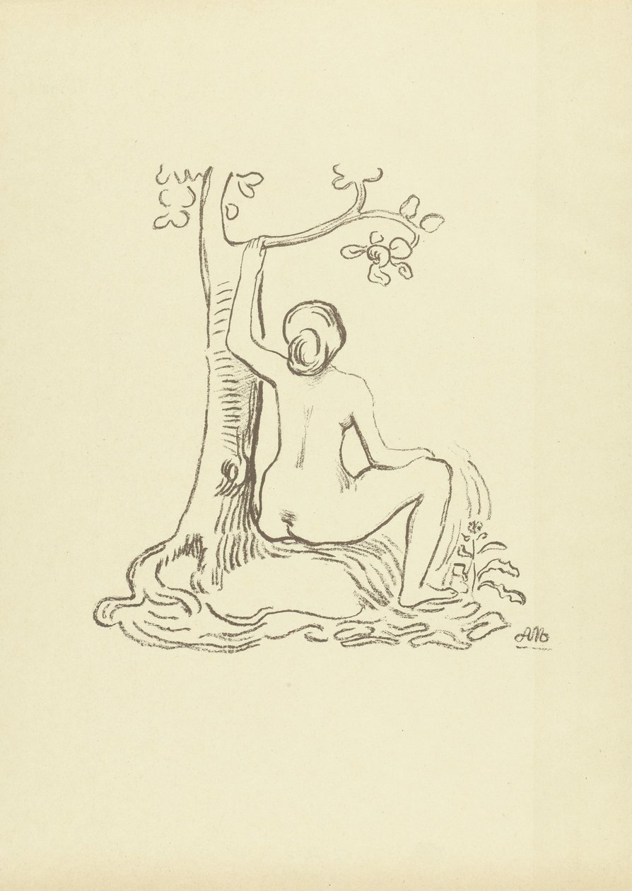 Nude Woman Sitting by Tree (Study) by Aristide Maillol