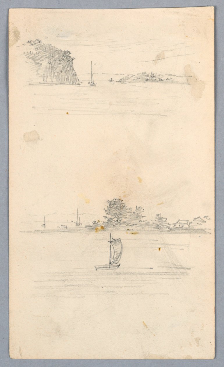 Two Sketches of Sailboats Sailing by Arnold William Brunner