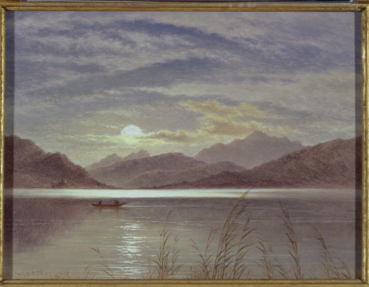 Lake Scene by Moonlight by Arthur Gilbert