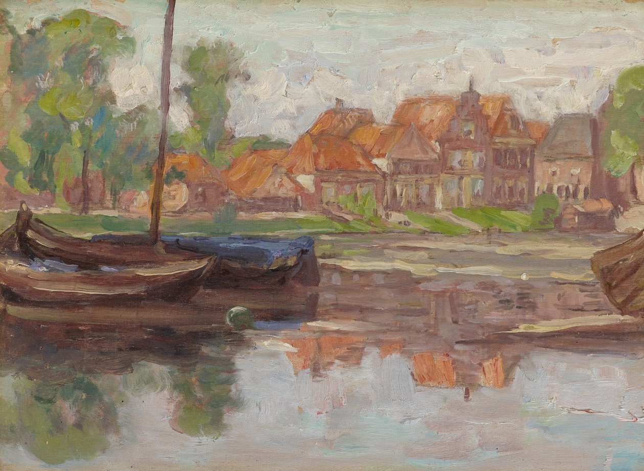 Boating Scene, Possibly in Holland by Arthur Haythorne Studd
