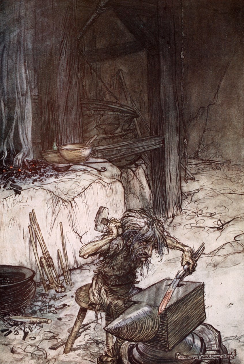 Mime at the Anvil by Arthur Rackham