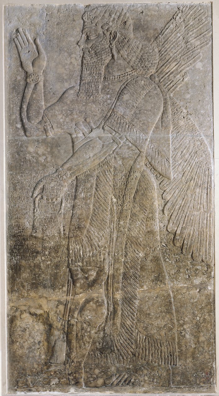 Relief depicting a Winged Genie, from the Palace at Nimrud (Kalah) by Assyrian