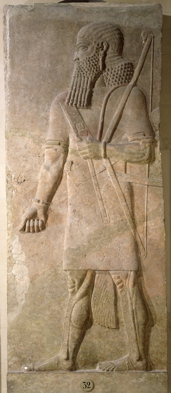 Relief of an Assyrian Warrior, from the Palace of Sargon II at Khorsabad, Iraq by Assyrian