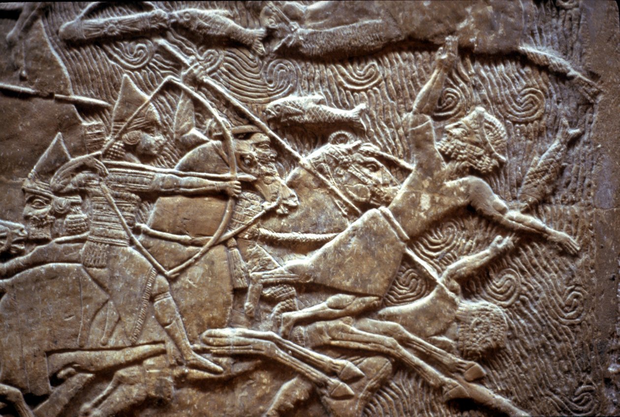 Ashurbanipal at the Battle of Til-Tuba, 650-620 BC by Assyrian