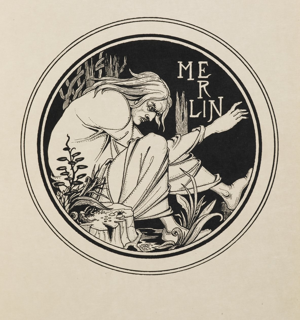 Merlin from a book of fifty drawings by Aubrey Beardsley
