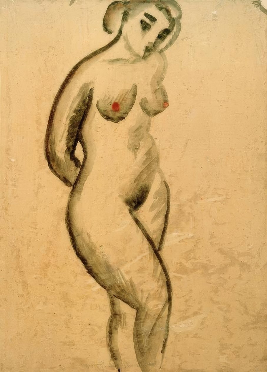 Female Nude, Standing by August Macke