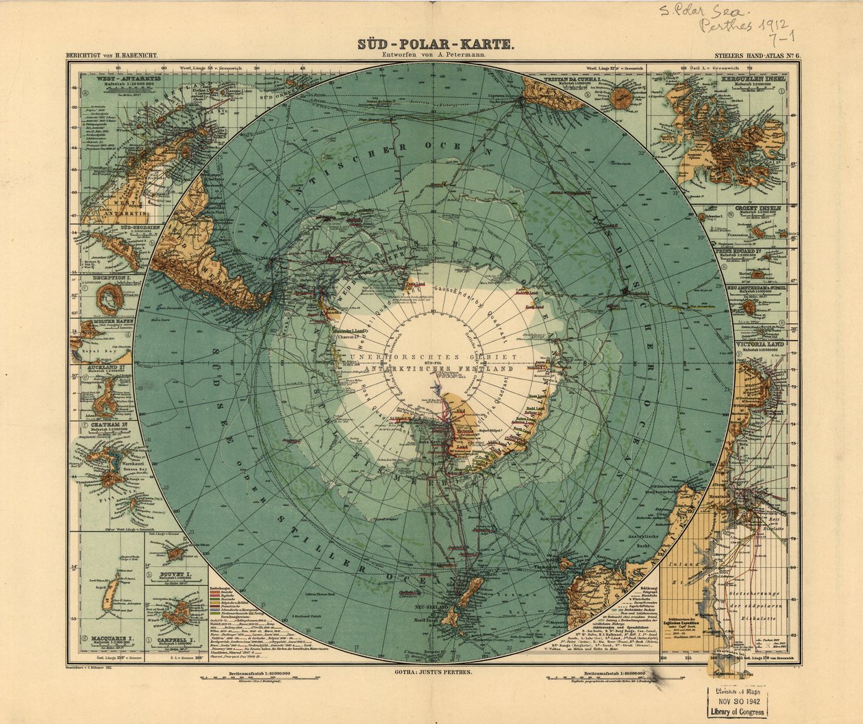 Map of the South Pole, 1912 by August Heinrich Petermann