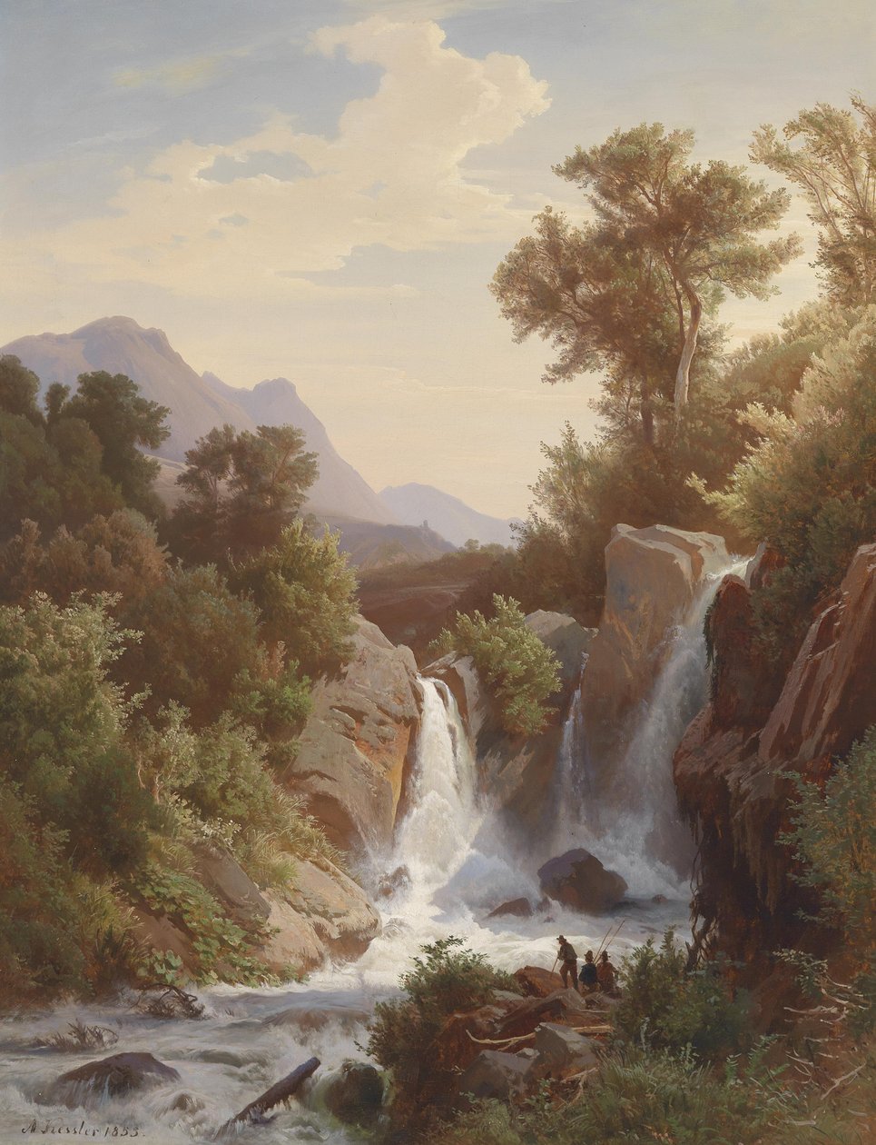 Angler at the Waterfall by August Kessler