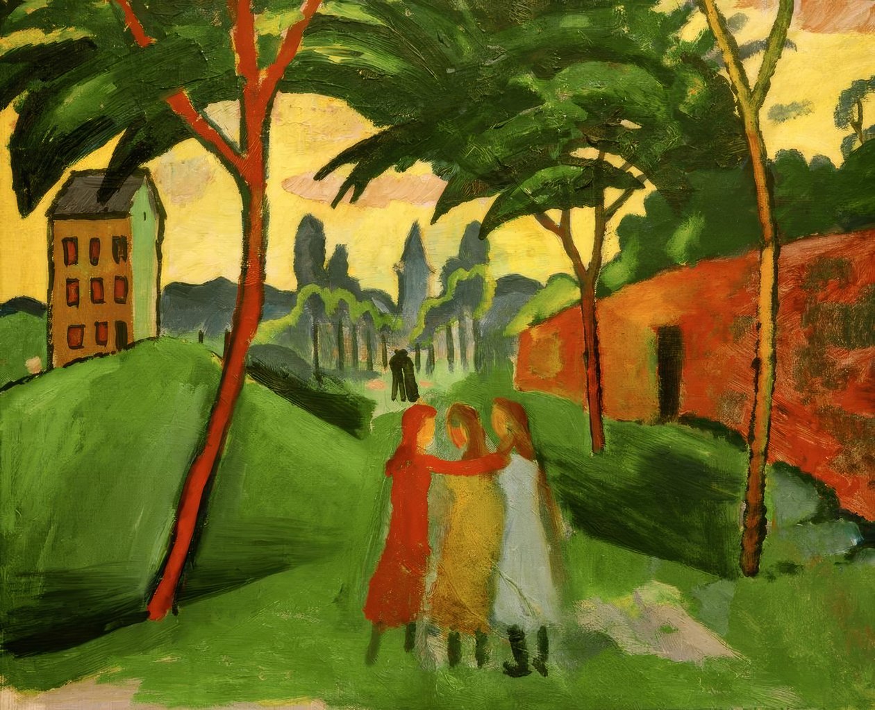 Landscape with Three Girls by August Macke