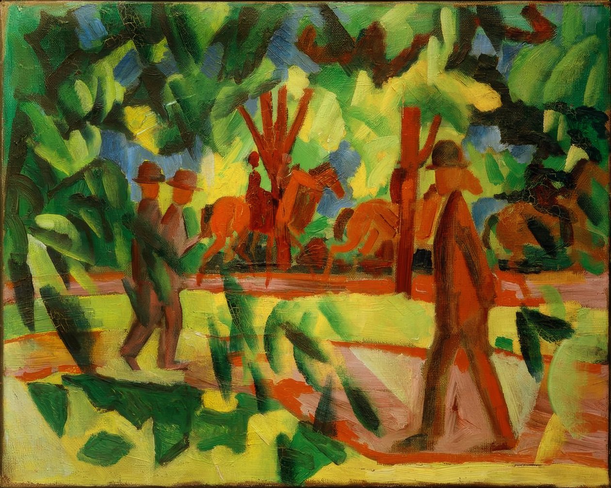 Rider and Walkers in the Alley by August Macke