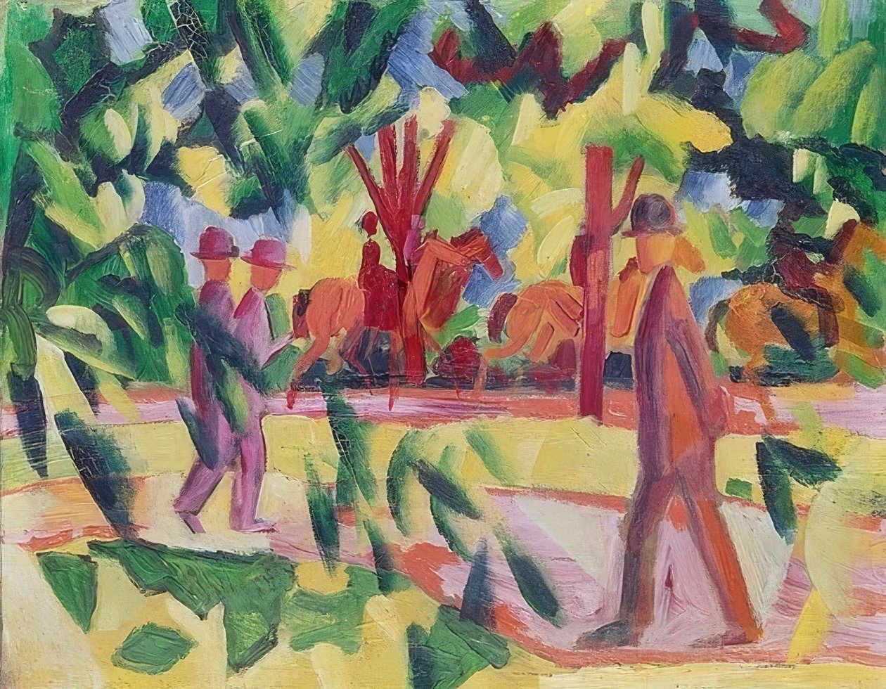 Riders and Walkers in an Avenue. 1914 by August Macke