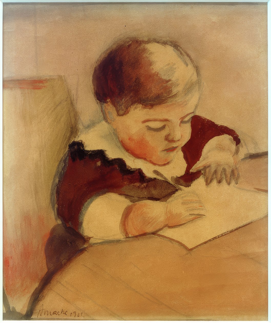 Walter Painting at the Table by August Macke