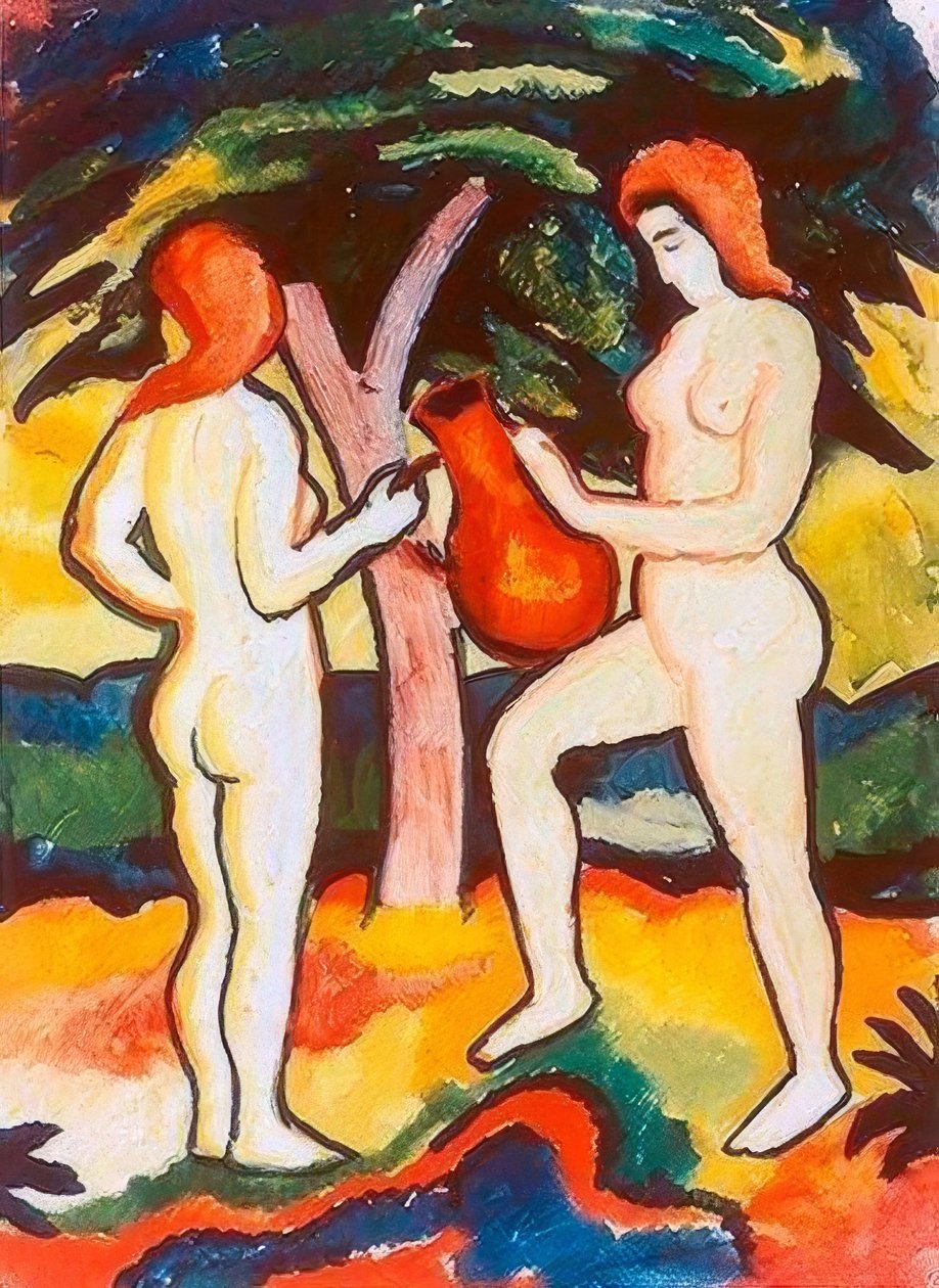 Two Nudes with Jug by August Macke