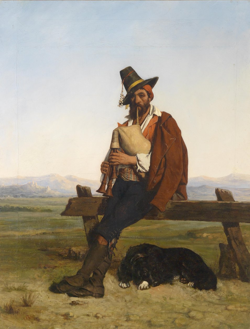 Italian Landscape with a Shepherd Playing Music by Auguste Charpentier