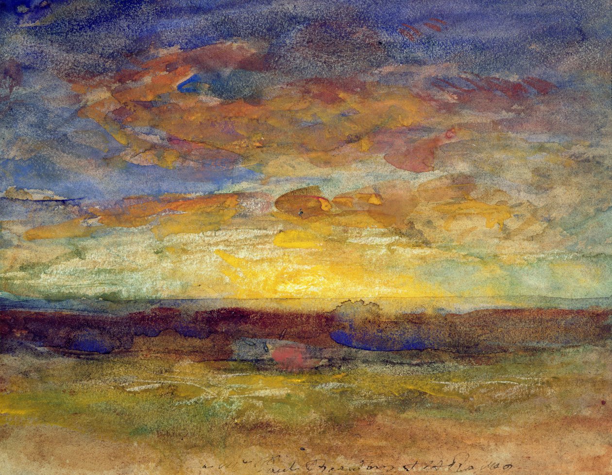 Landscape with Setting Sun by Auguste Francois Ravier