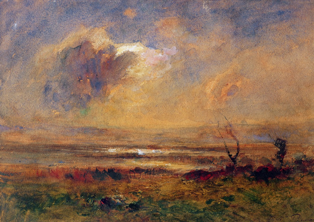 Sunset on the plain, c.1868 by Auguste Francois Ravier