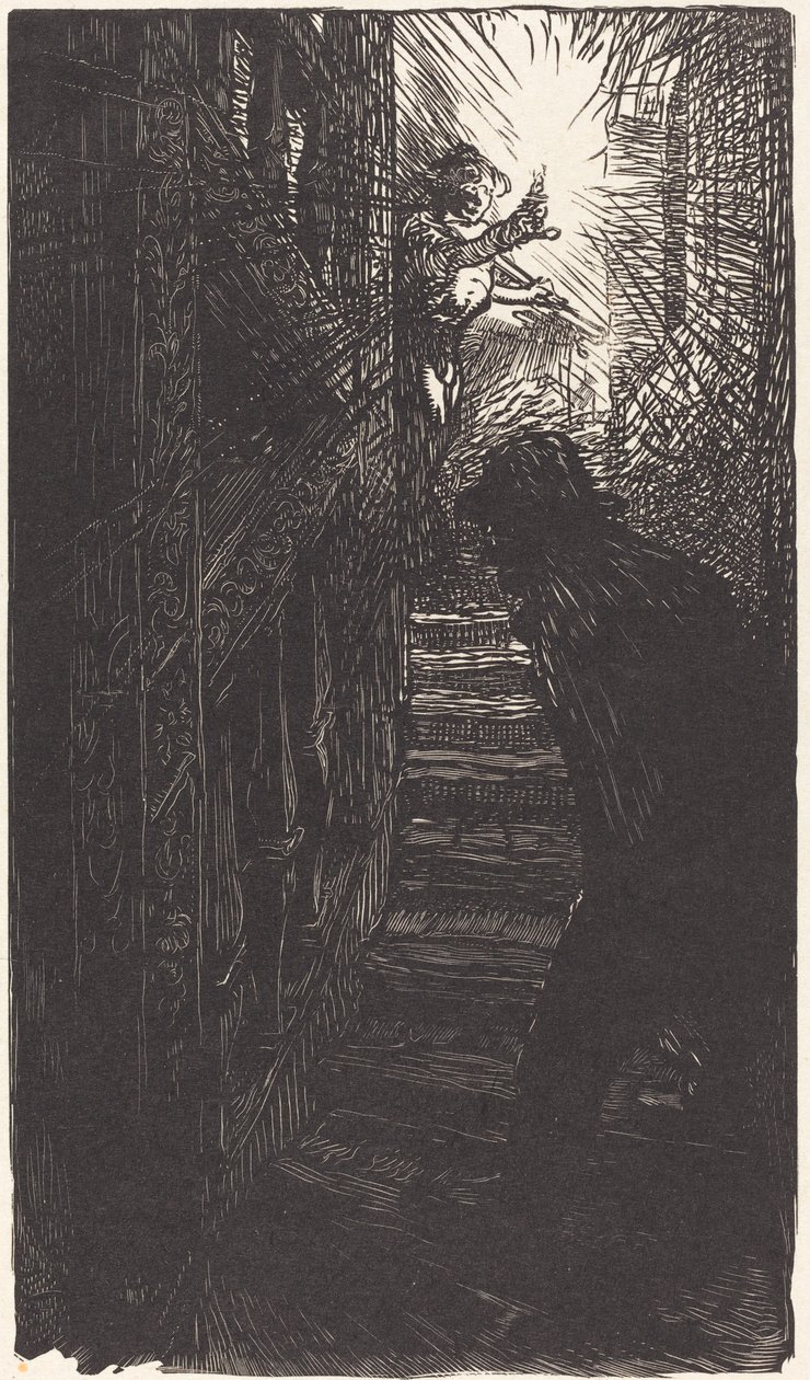 Escalier sculpte rue Boutebrie by Auguste Lepere
