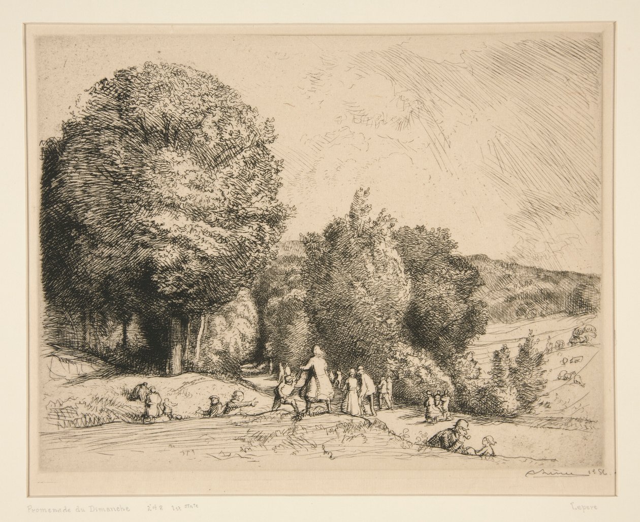 Sunday Walk (Crecoeur-le-Grand) by Auguste Lepere