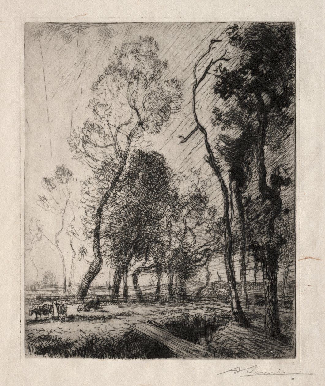 Sunset Behind the Trees by Auguste Louis Lepère