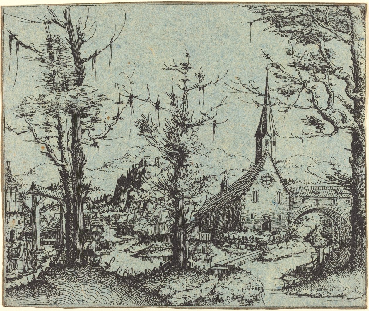 Landscape with a Village Church by Augustin Hirschvogel