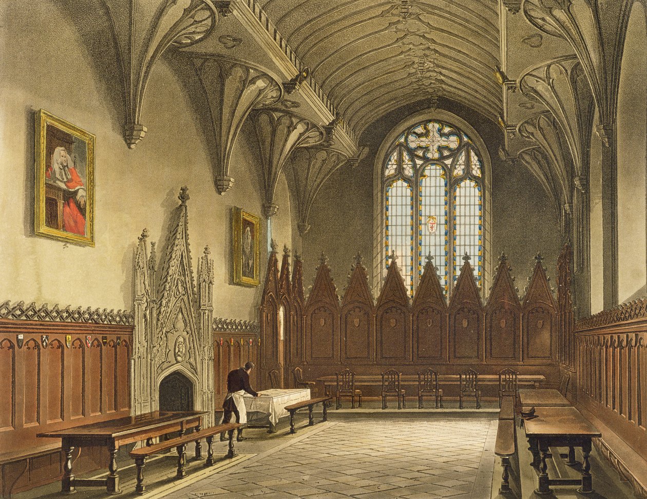 Interior view of the hall of University College, illustration from the 