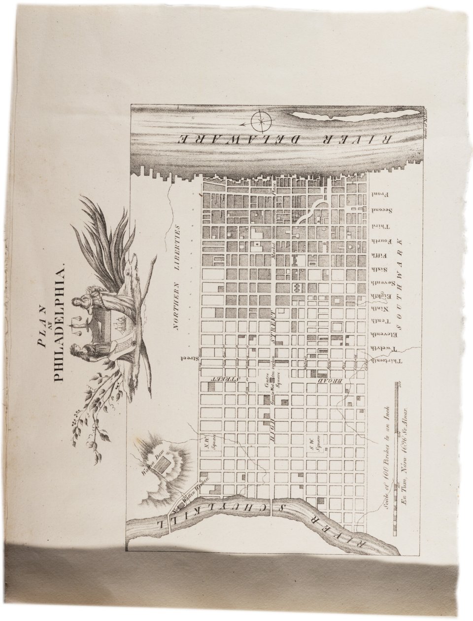 Map of Philadelphia, from an Atlas of the United States, 1824 by Axel Leonhard Klinckowström