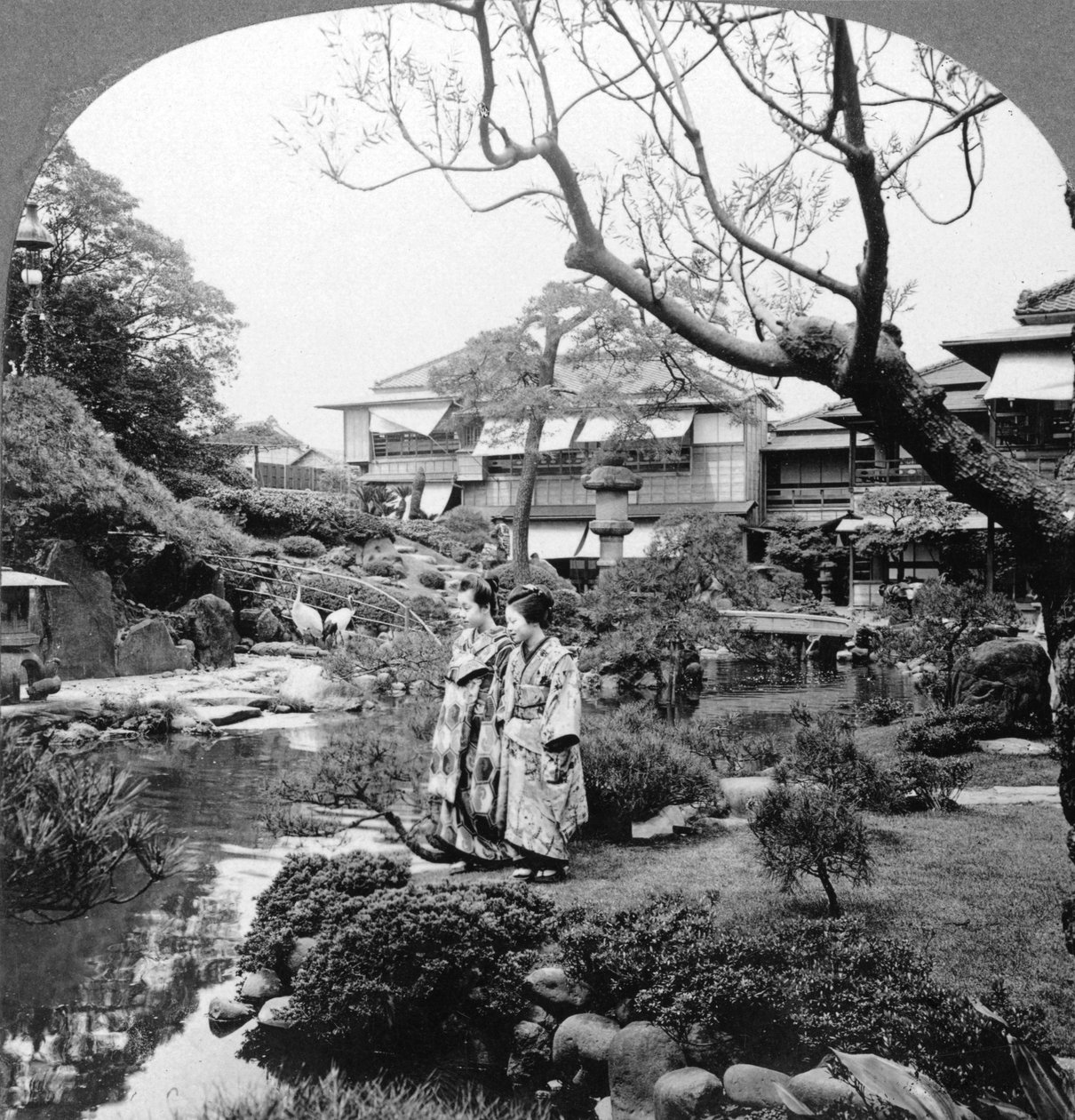Japanese Maids in a Garden by B. L. Singley
