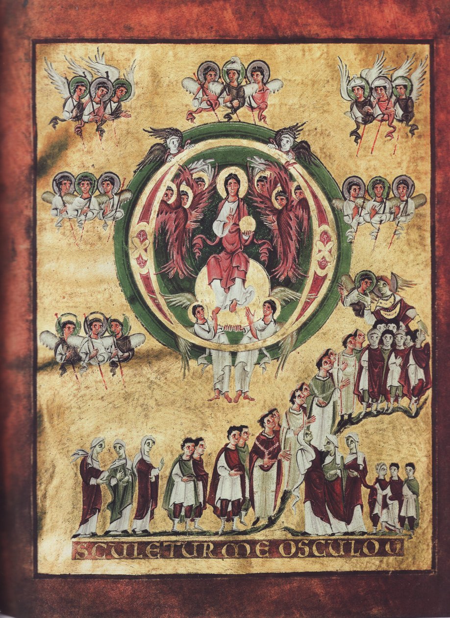 O-Initial with Christ and Procession of the Elect by Bamberg State Library