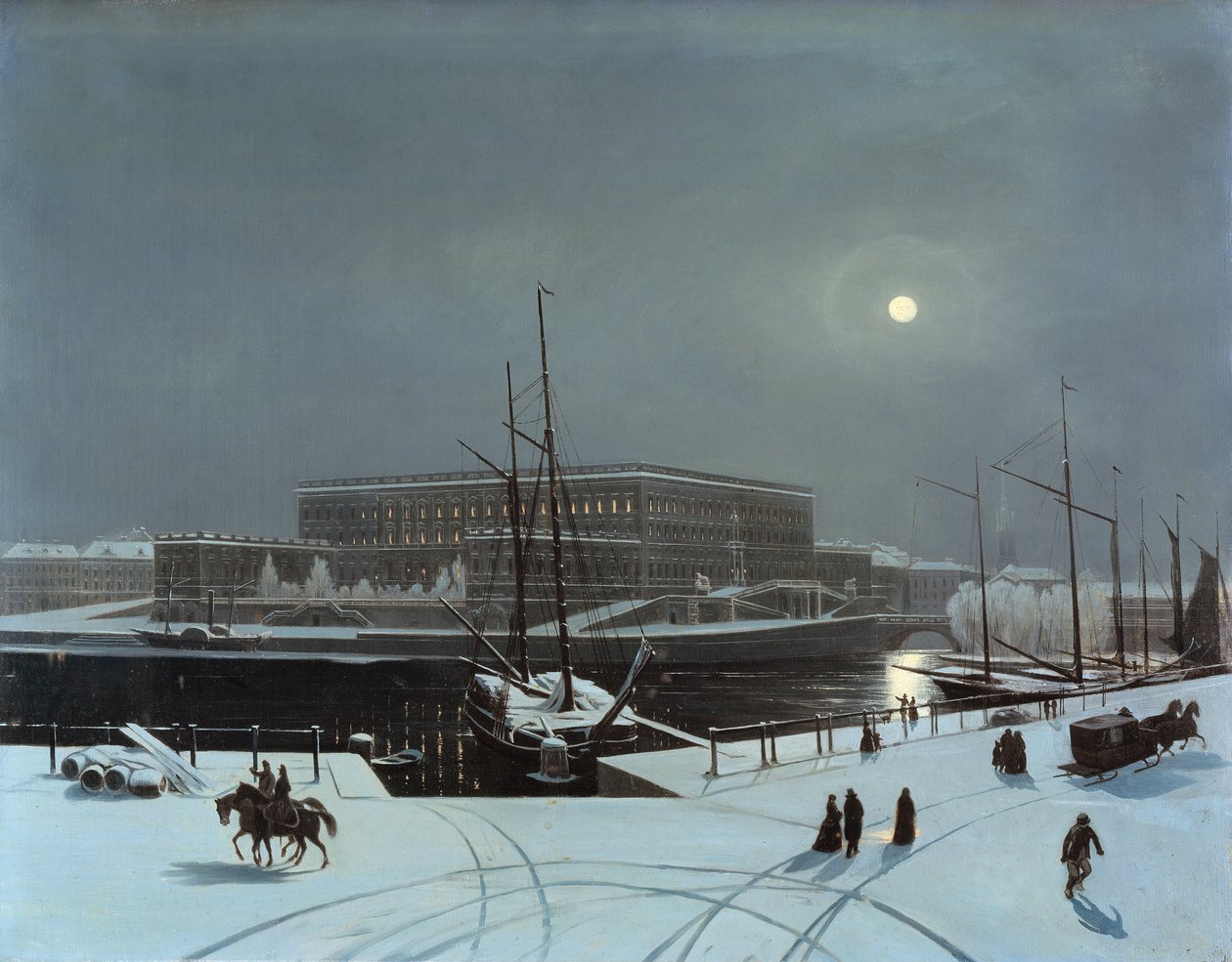 View of the Royal Palace of Stockholm in Winter by Baron Karl Stefan Bennet