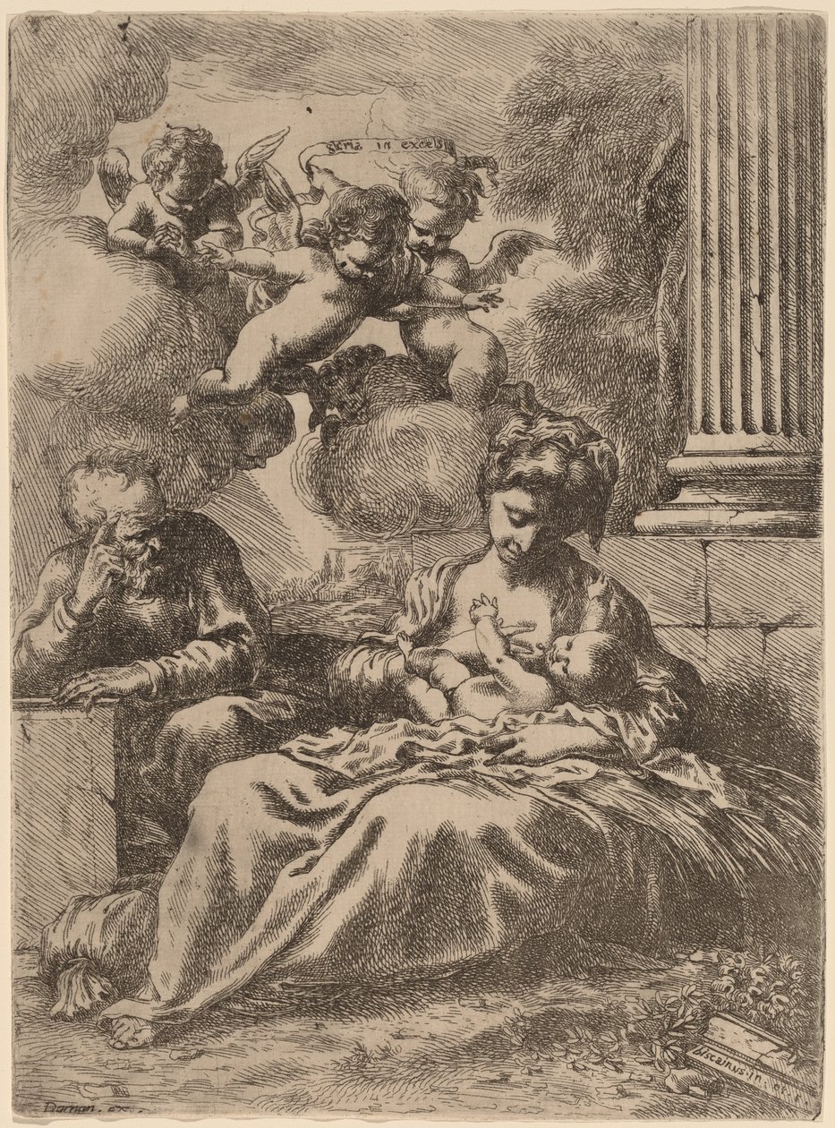 The Holy Family by a Column by Bartolomeo Biscaino