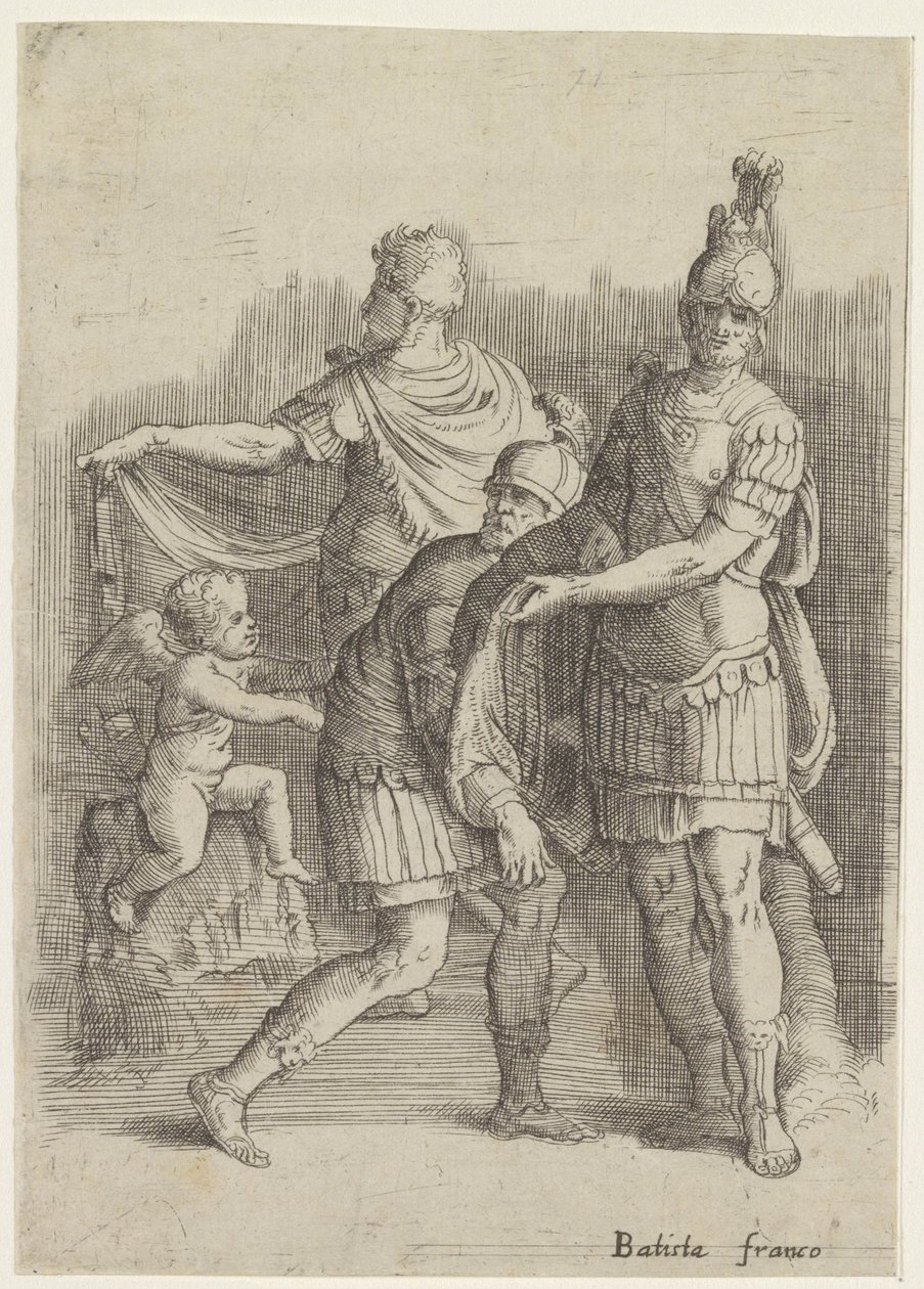 Three Soldiers and a Putto by Battista Franco
