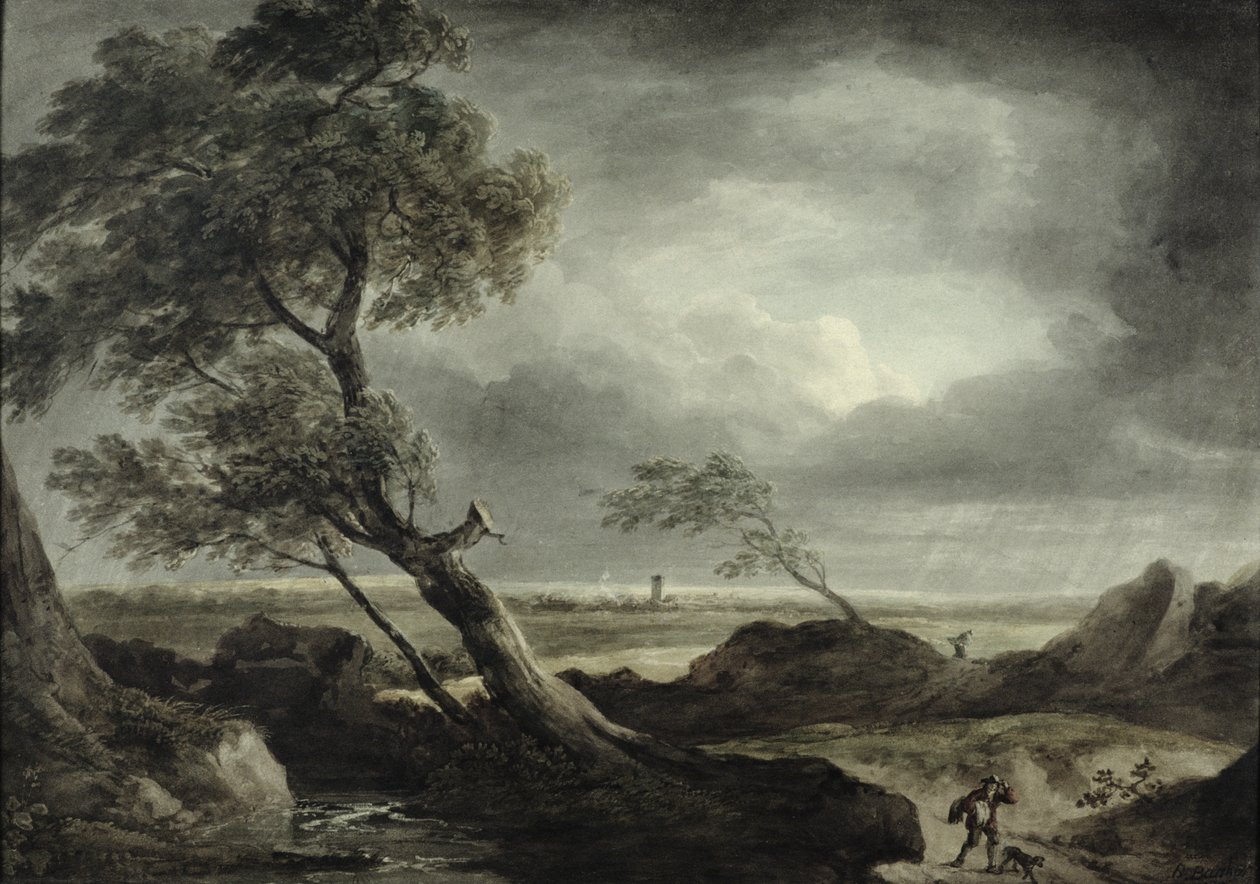 Landscape with Village: Stormy Effect by Benjamin Barker