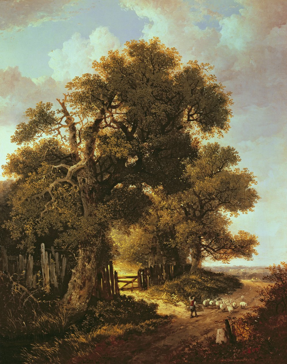 Landscape with young shepherd boy by Benjamin Williams Leader