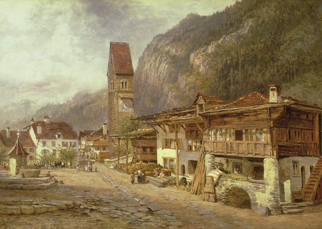 Unterseen, Interlaken: Autumn in Switzerland by Benjamin Williams Leader