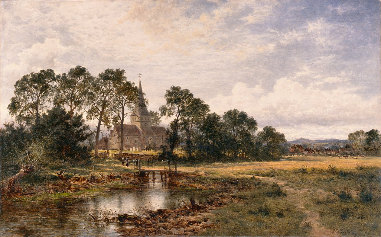 Shere Church, Surrey by Benjamin Williams Leader