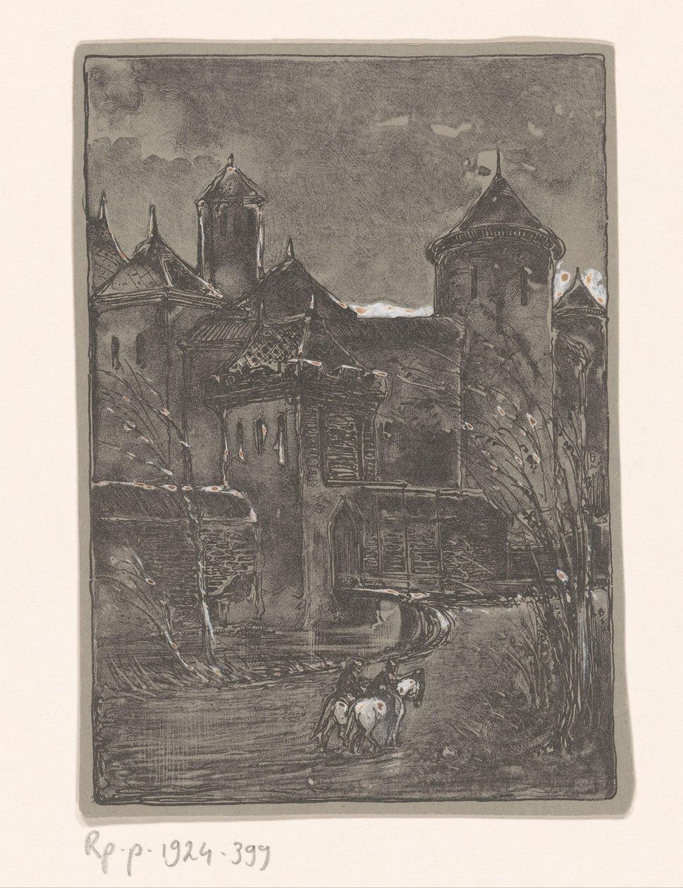 Castle with Two Riders by Bernard Willem Wierink