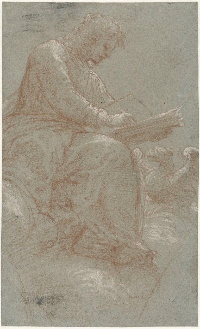 Saint John Writing on the Clouds by Bernardino Lanino (possibly)