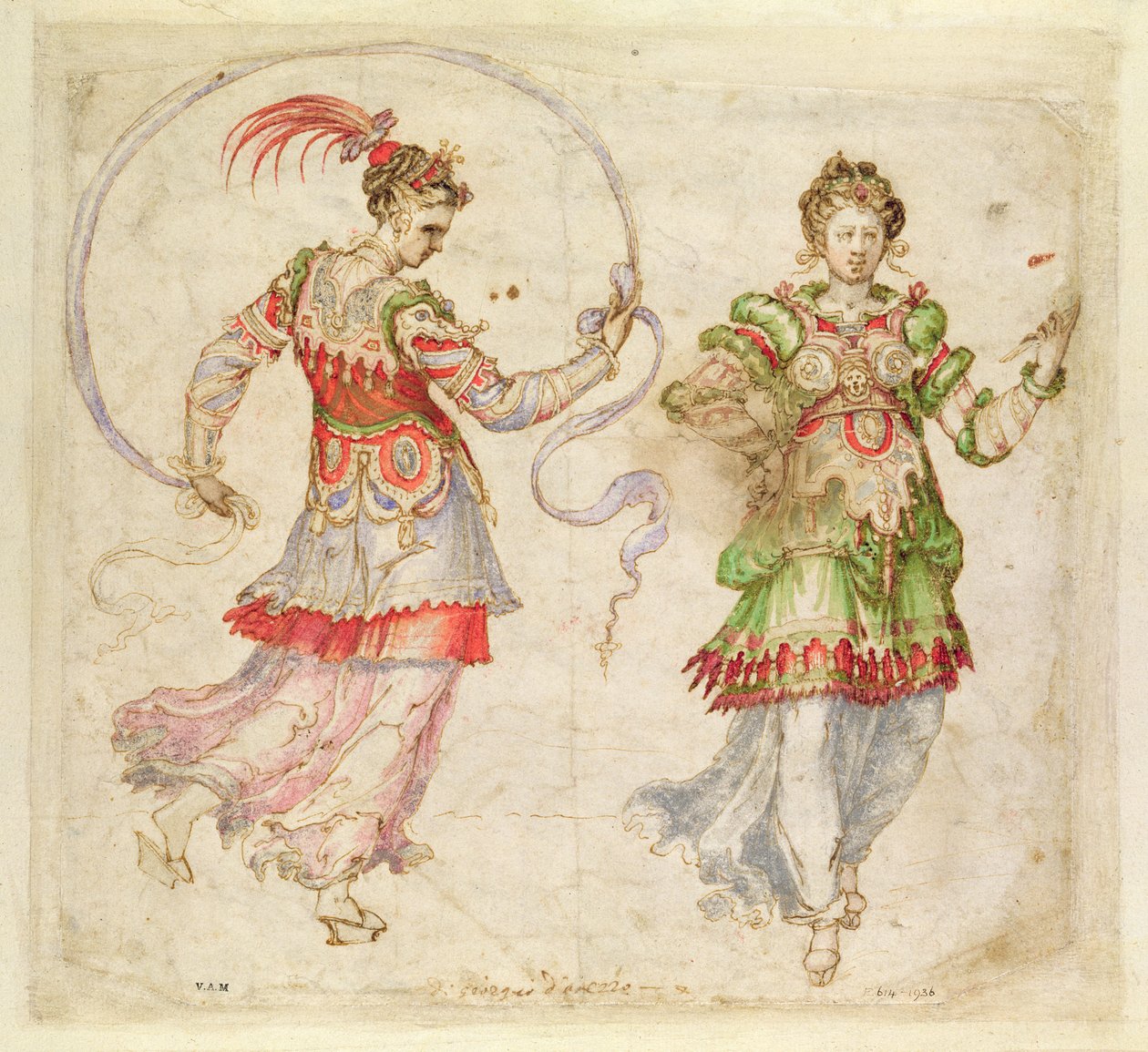 Design for Costumes, probably in the Florentine Intermezzi, Florence, 1589 by Bernardo Buontalenti
