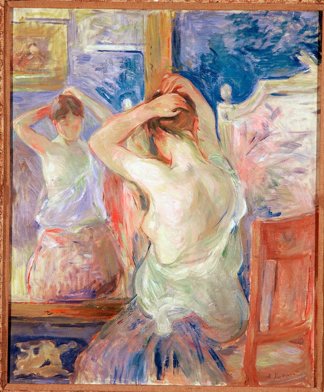 In front of the mirror by Berthe Morisot