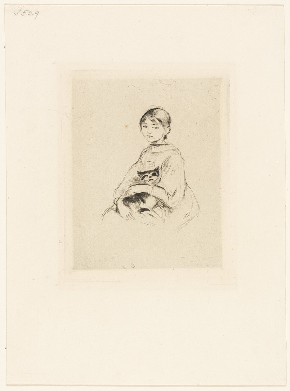 Young Girl with a Cat by Berthe Morisot