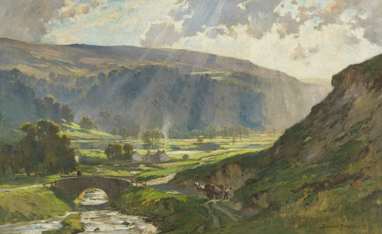 The Sun-Veiled Hills of Wharfedale by Bertram Priestman