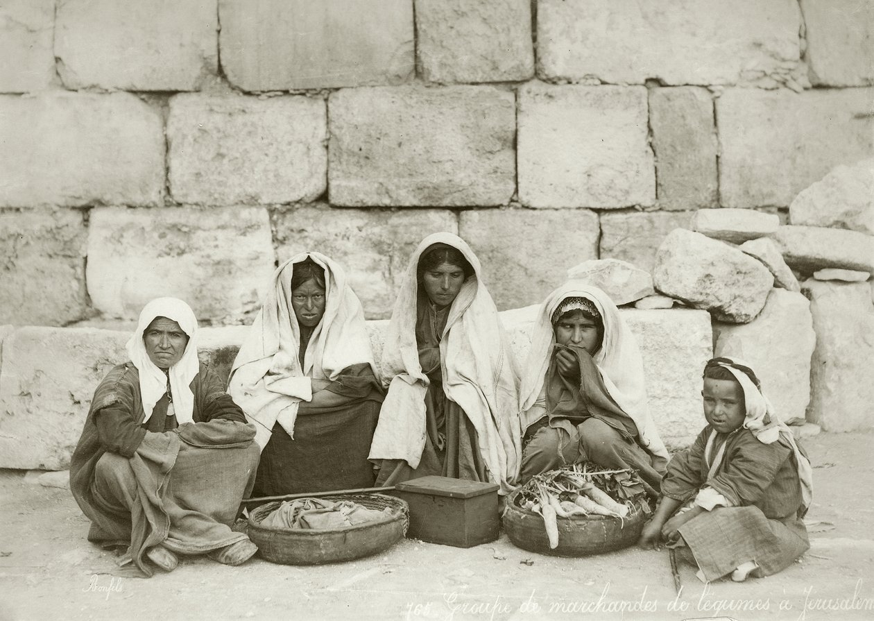 A Group of Fellahin at the End of the Market by Bonfils Studio