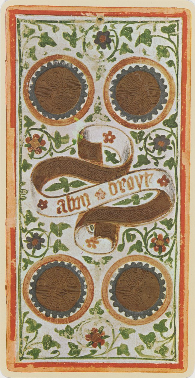 The Four of Coins, Facsimile of a Tarot Card from the 